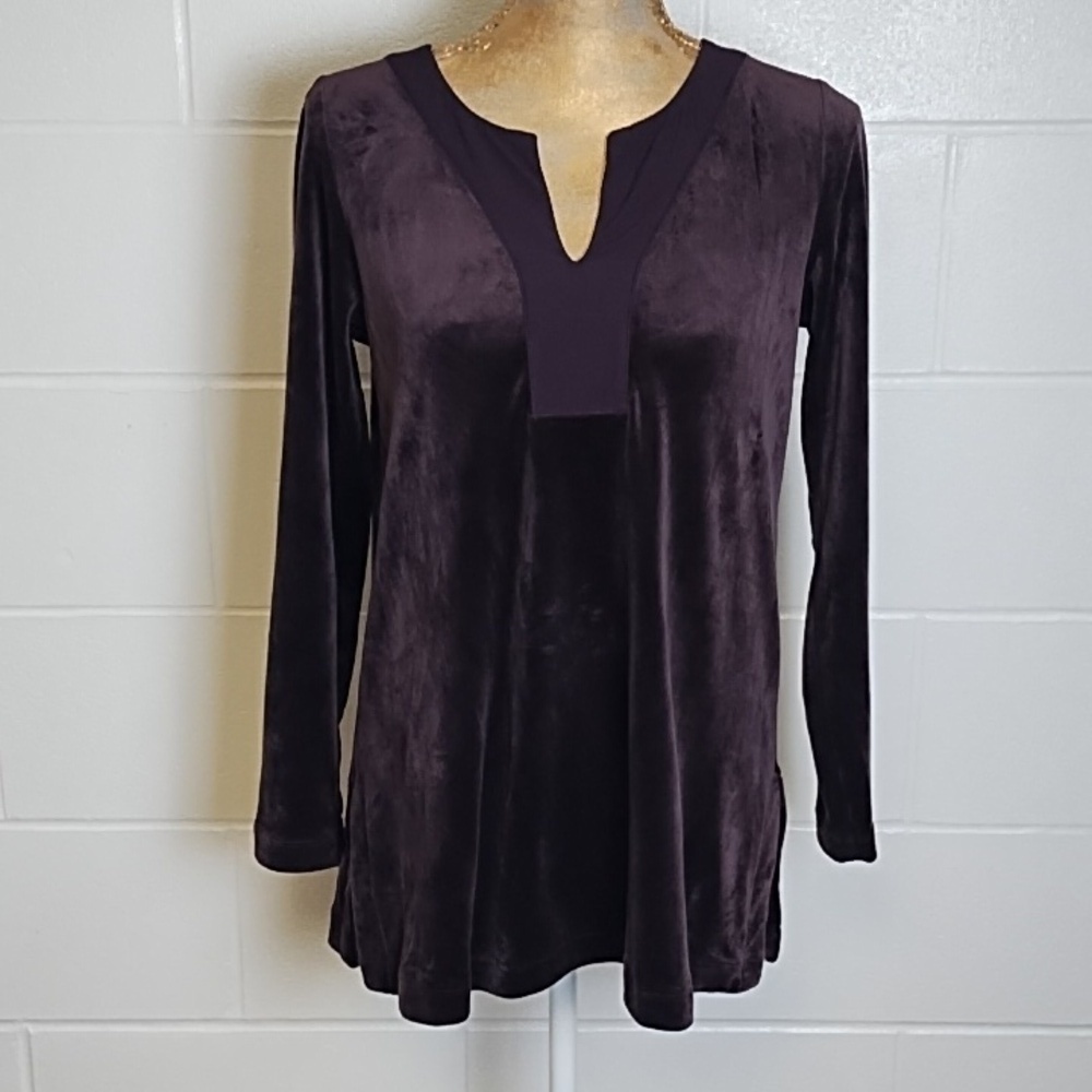 Pure Jill Plum Purple Soft Velour Comfy Top Side Vents